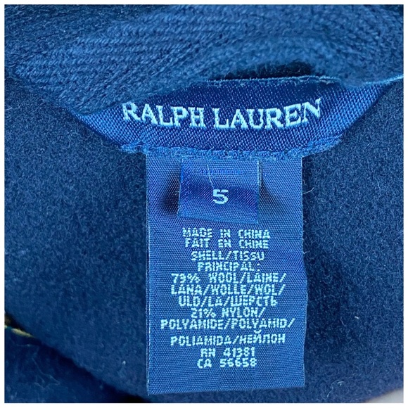 Ralph‎ Lauren Kid’s Navy Toggle Wool Blend Coat Size 5 - Picture 9 of 10